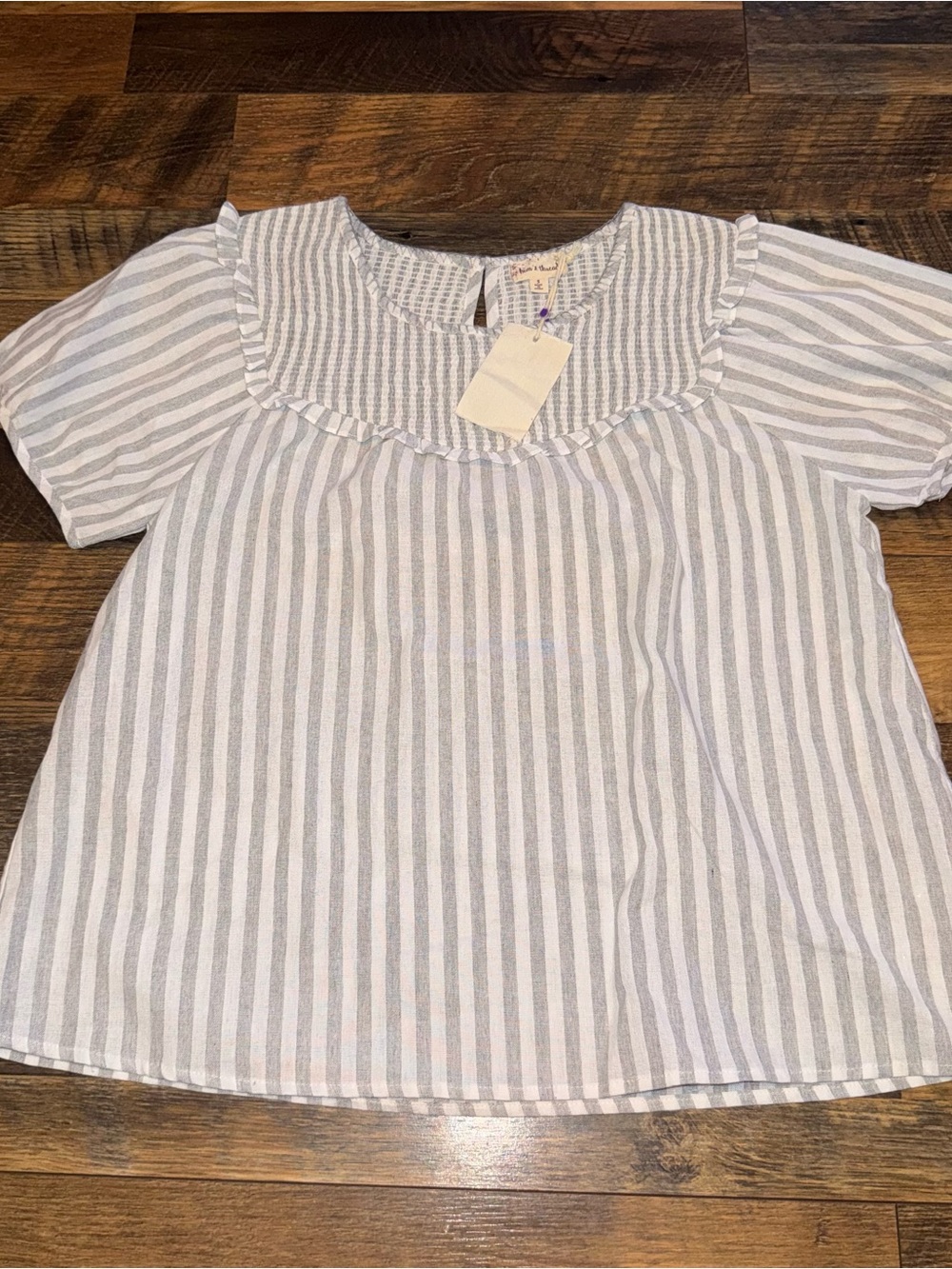 Hem & Thread Gray and White Striped Top